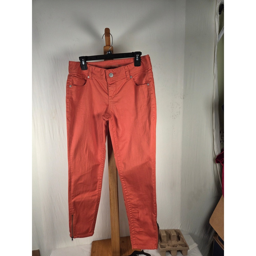 American Rag Womens Skinny Ankle Pants Burnt Orange Coral Zipper Hem Size 9